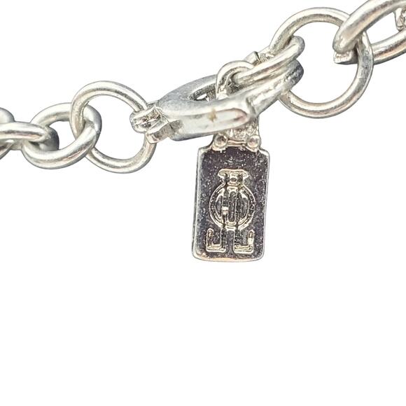 JLO Long Silver Tone Loop Necklace Boho Circle Ring Round Link Flapper Chain Y2K - Picture 5 of 7